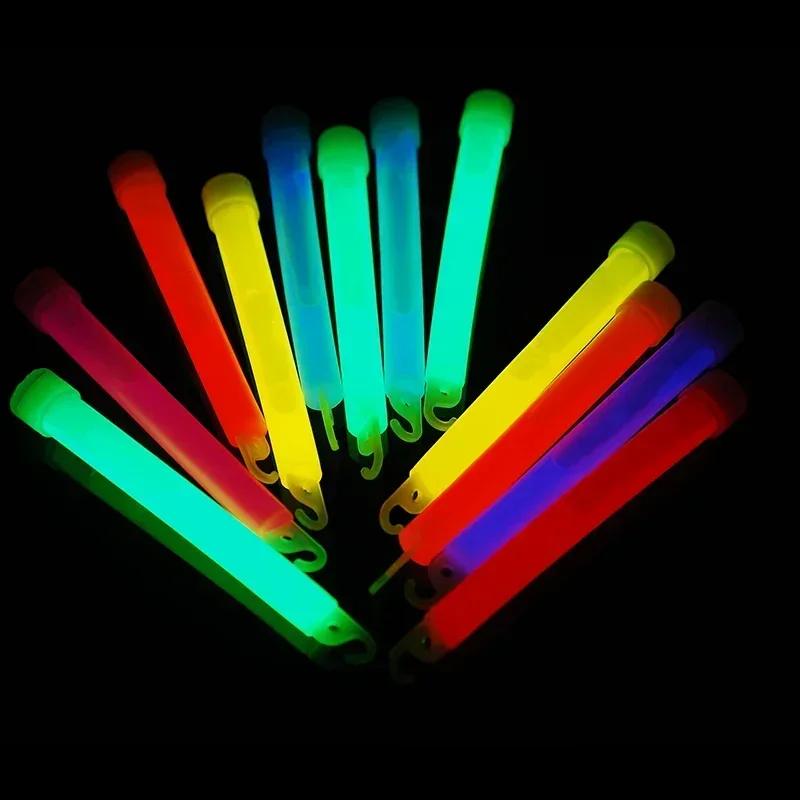 1Z-6 Inch Glow Sticks with Hook Fluorescence Light Hiking Camping Outdoor Emergency Concert Party Light Sticks Festival Supplies