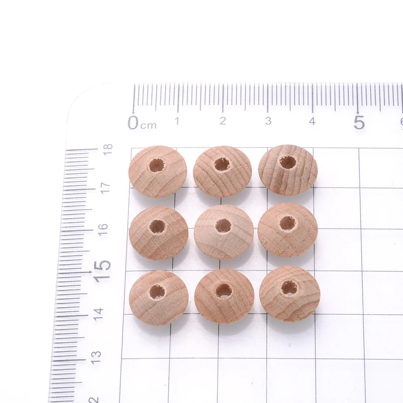 50pcs 12/14mm Natural Wood Bead Beech Wooden Abacus Beads for Teether Clips Nursing Toy Shower Gift DIY Pacifier Chain Accessory