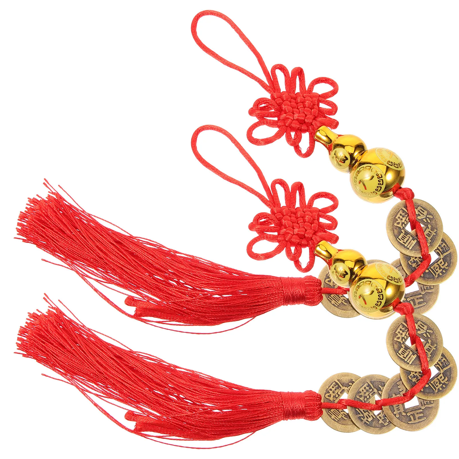 

2pcs Gourd Hanging Ornament Chinese Style Pendant Decor Alloy Copper Wood Lightweight Festive Bonsai Lawn Courtyard Decoration