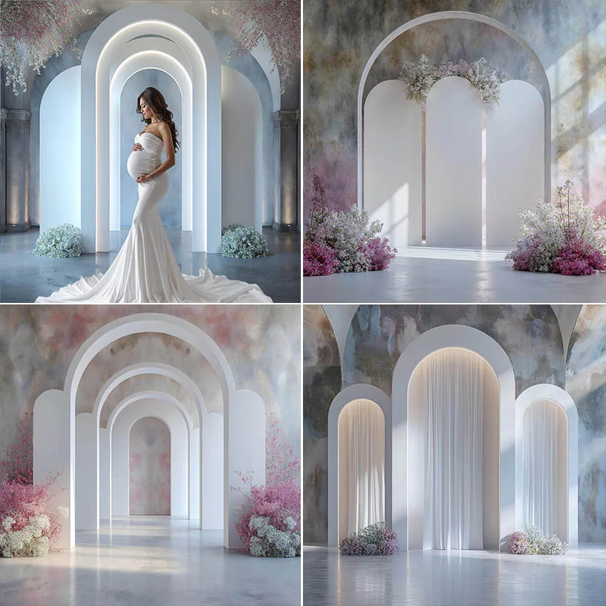 

Mehofond Photography Background Boho Floral Arch White Room Adult Birthday Wedding Maternity Portrait Decor Backdrop Photo Studi