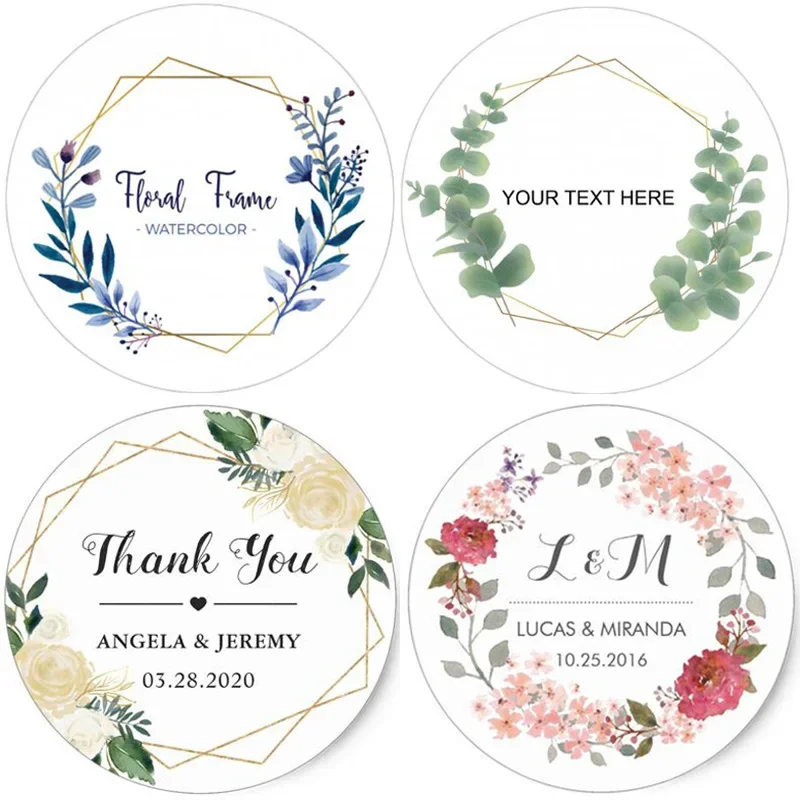 

Custom Round Label Sticker - Personalized Company Name, Date, Thank You for Bridal Shower Party Gifts