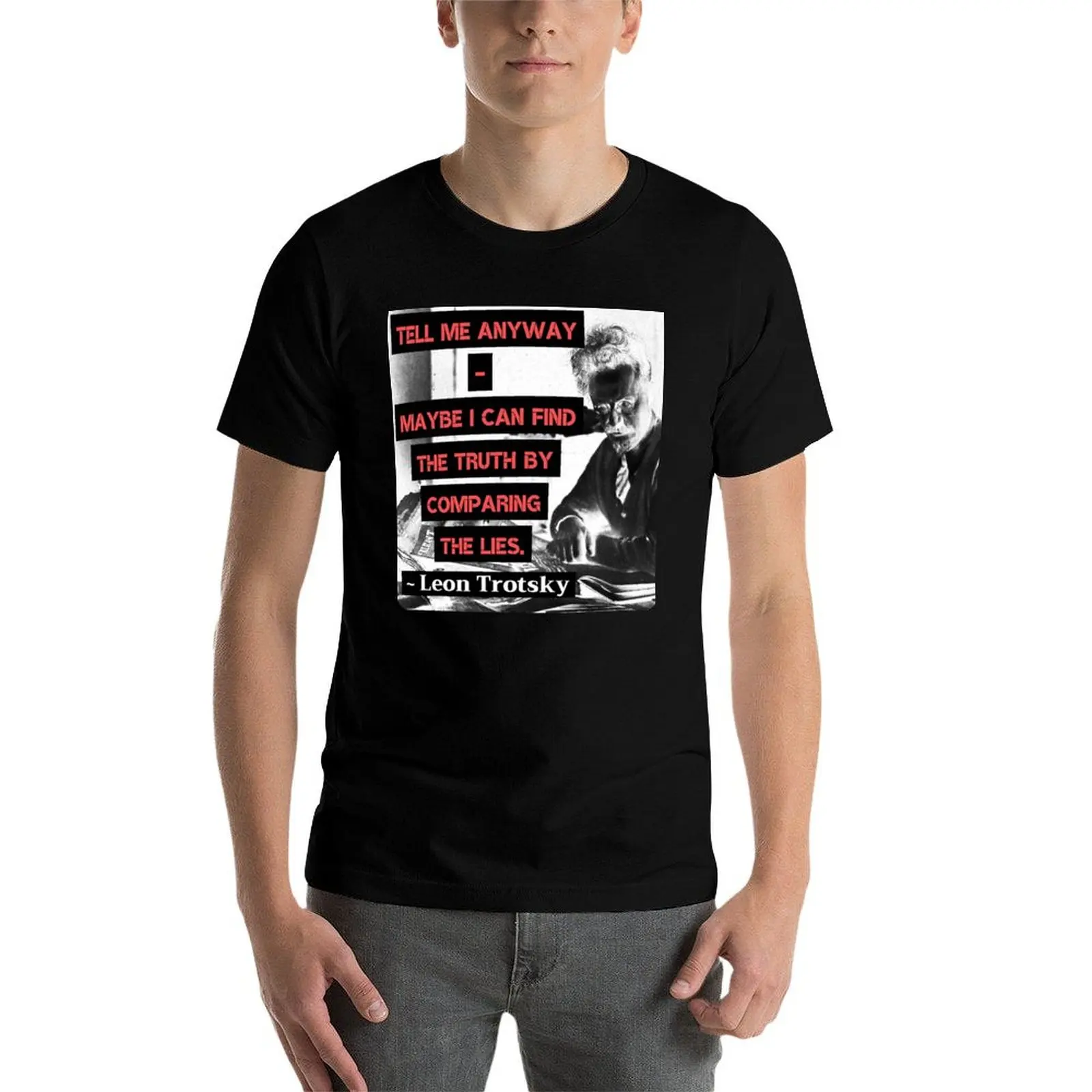 تي شيرت TRoTsky oN LiEs تي شيرت قطني برسومات ملابس لطيفة بلوزة رجالي تي شيرت برسومات الرسوم المتحركة