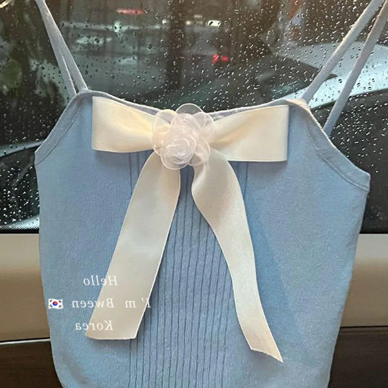 summer baby girls vest spaghetti strap Korean bow knot kids clothes toddler crop tops children tank top open back 2 to 10 years