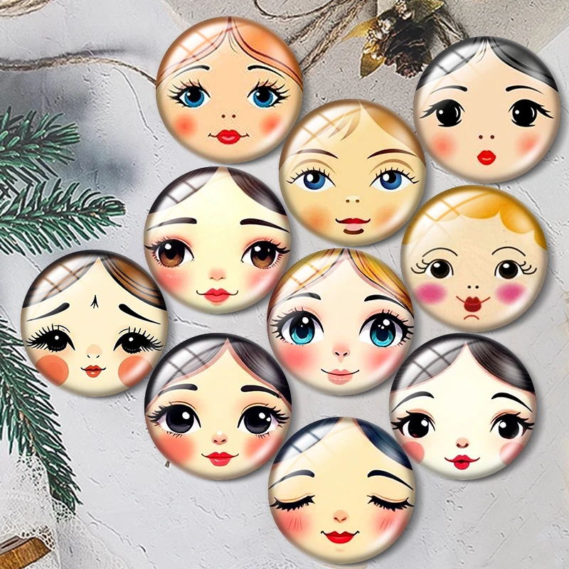 Russian Doll Red Cheeks 10pcs 12mm/18mm/20mm/25mm Round photo glass cabochon demo flat back Making findings