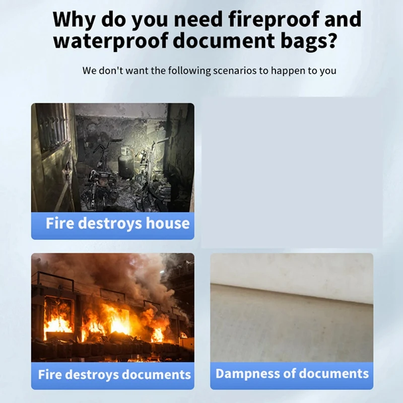 Fireproof Document Bag , Fireproof Safe Pouch With Zipper, Fireproof Waterproof Document Bag For Storing File,Cash