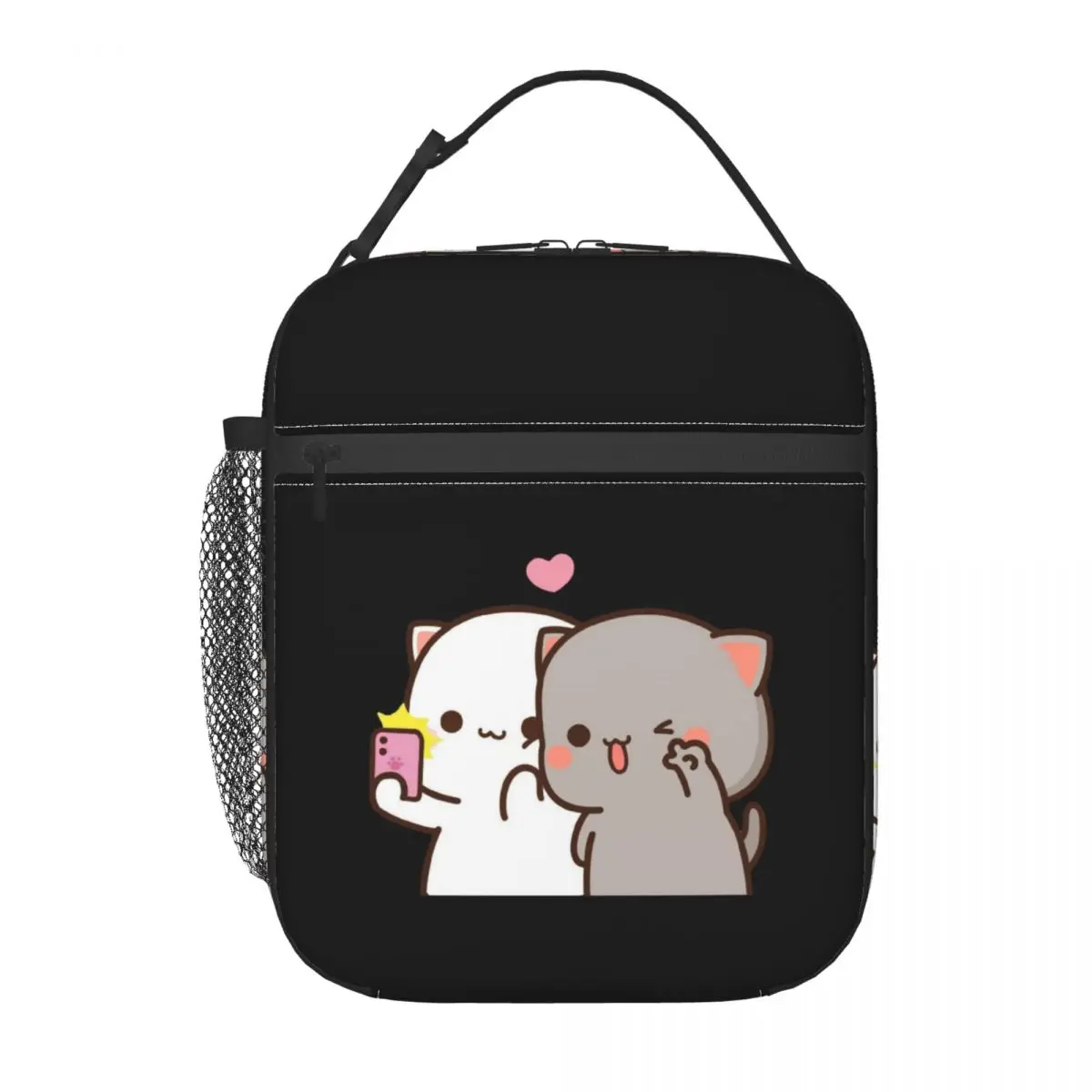 Peach And Goma Mochi Cat Resuable Lunch Boxes for Women Waterproof Thermal Cooler Food Insulated Lunch Bag Kids School Children