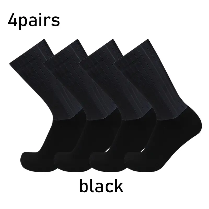 Socks 4pairs/set Aero Pure Color Cycling Silicone Sports Non-slip Pro Racing Bicycle Socks Summer Cool Calcetines Ciclismo - Image 4