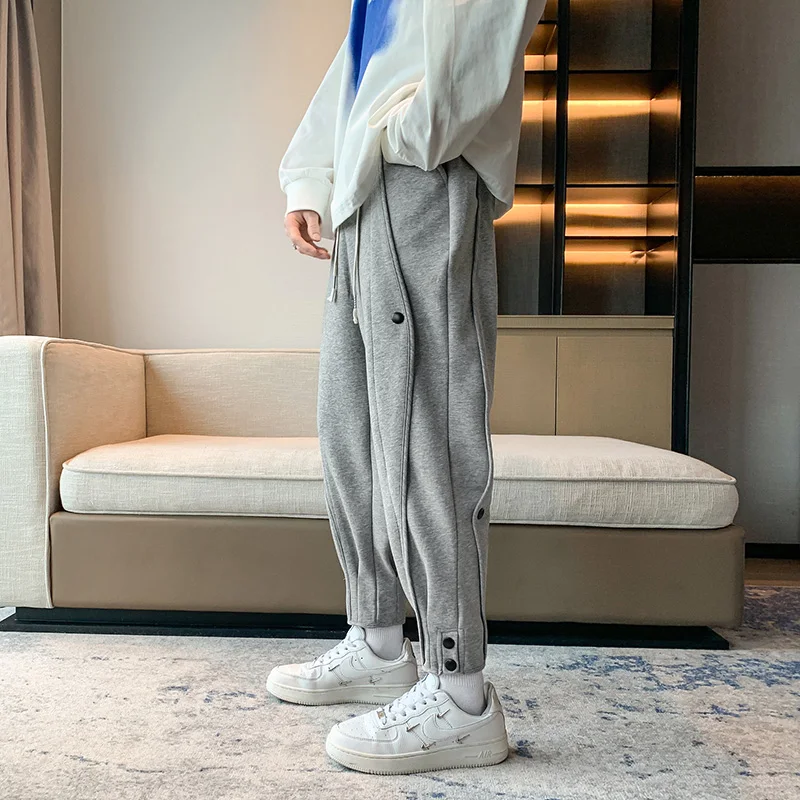 

Buttons Design Harem Sport Sweatpants Men Pants Spring Summer Leisure Casual Steetwear Pants Japanese Korea Fashion Radish Pants