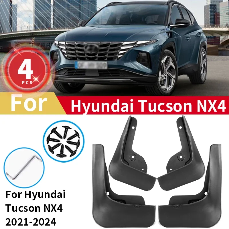 4pcs Mudguards For Hyundai Tucson NX4 Hybrid N Line Mud Flaps 2021 2022 2023 2024 Car Splash Guards Fender Protector Accessories