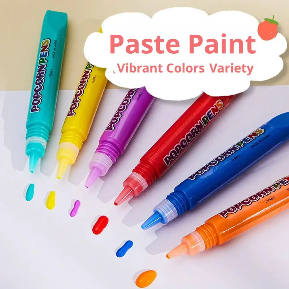 6/12pcs DIY Bubble Popcorn Drawing Pens 3D Magic Puffy Effect Drawing Pens Safe Pen Greeting Birthday Cards Handmade Kids Gifts