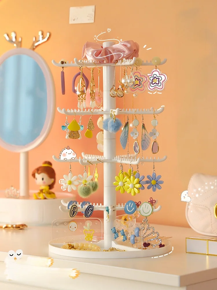 حامل عرض للأقراط وحامل للقلائد والمجوهرات على شكل شجرة، رف تخزين للمدخل، رف تعليق منزلي من البلاستيك الأبيض #4