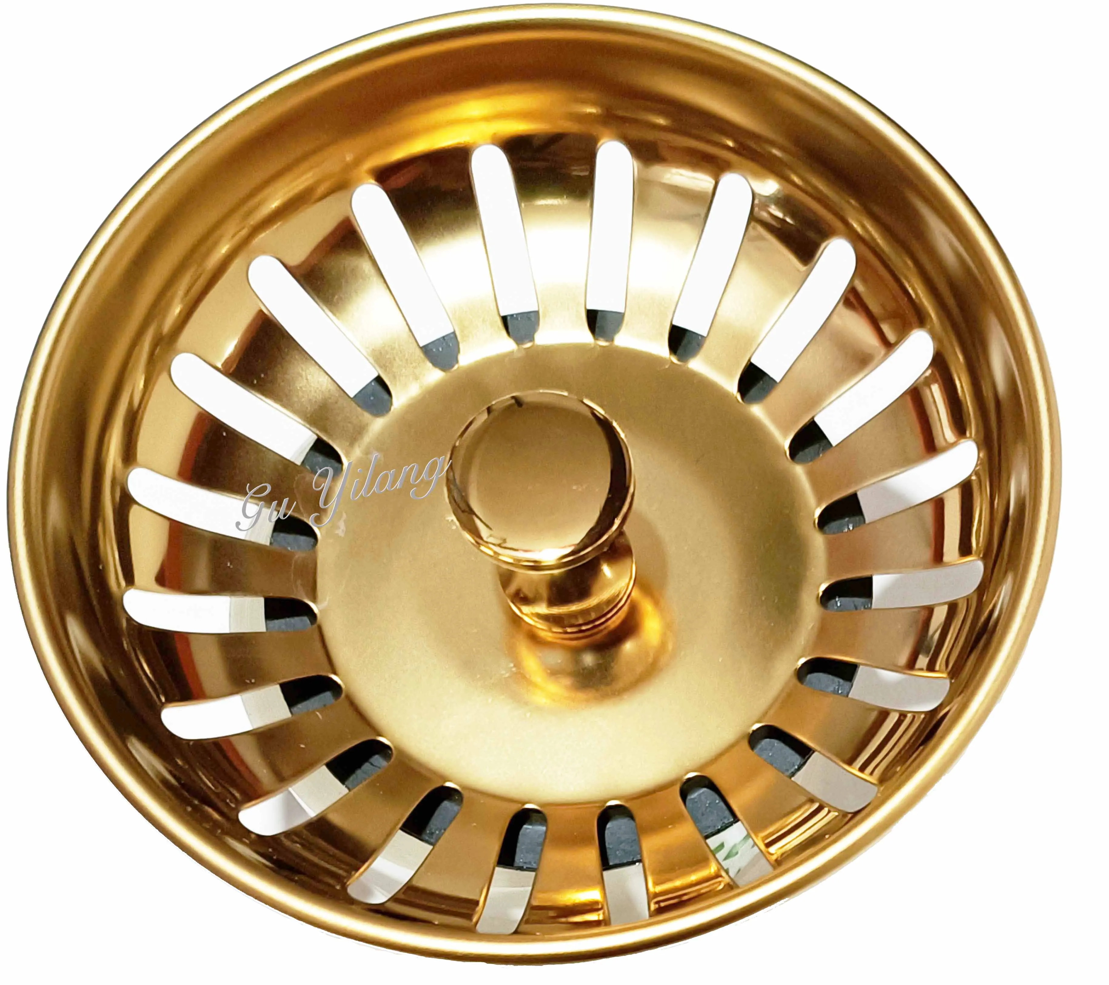 GYL 8.3cm Golden Color Kitchen Sink Plug with Spring Steel Ball Sink Filter Sink Drainer Stopper Gold Strainer 3-1/2 strainer