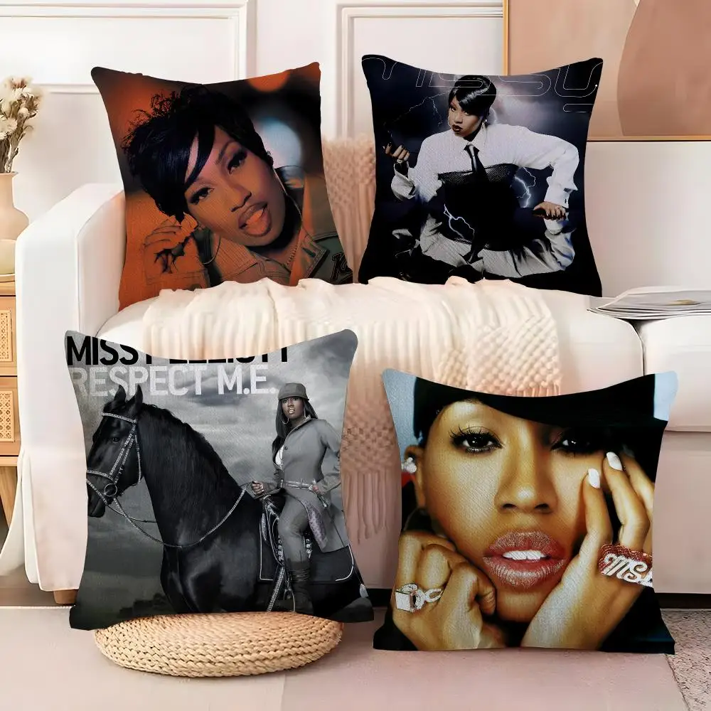 Rapper M-Missy ElliottS Album Cushion Cover  Plush Fabric Soft Double Sided Print Sofa Cushion Cover Throw Pillow Covers