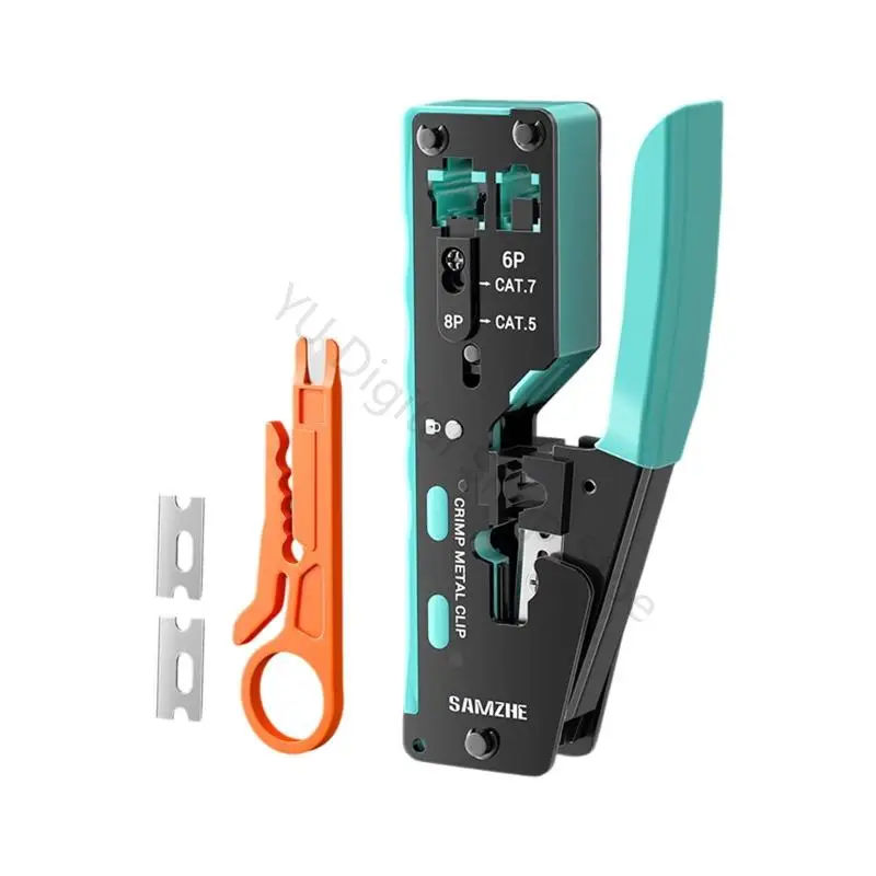 96BA Telefon- und Ethernet-Kabel-Crimpzange 8P 6P mit Drahtschneider und Öffnung zum Entfernen der Abdeckung – Detail 5