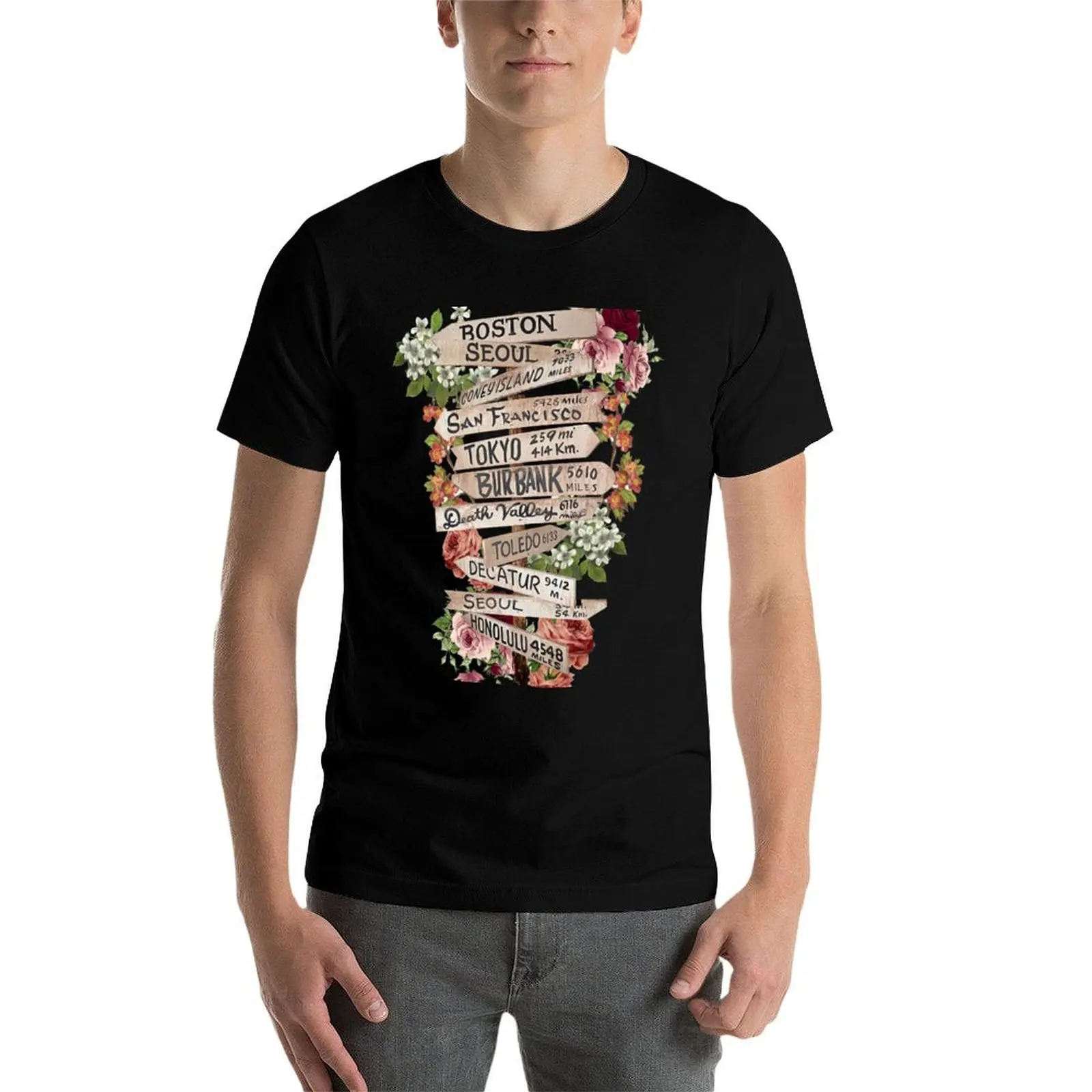 

M*A*S*H Signpost with Flowers T-Shirt t shirt men 100% cotton luxury brand t shirt man casual T-Shirt