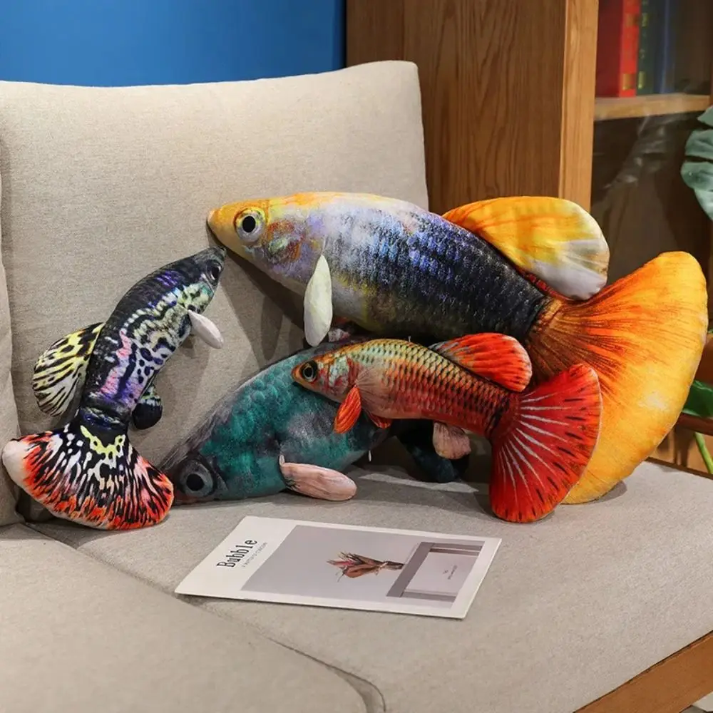 Urocze pluszowe zwierzątko, symulacja guppii, poduszki do przytulania, zielona kreskówkowa rybka, miękka pluszowa rybka z kreskówki, poduszka anime, prezenty.