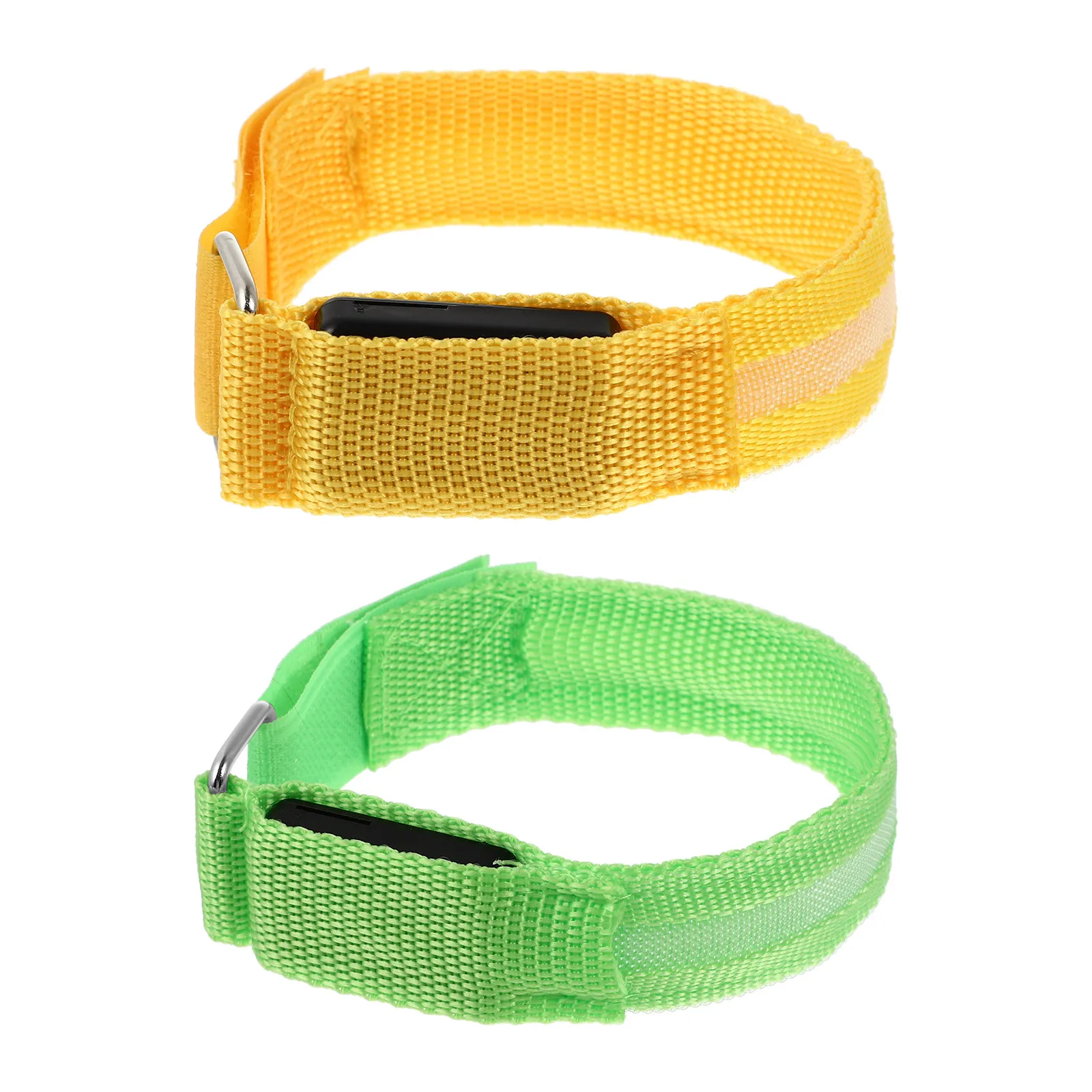 2Pcs Adjustable LED Night Running Armband Chargeable Nylon Sports Bracelet Reflective Wristband Safety Light for Outdoor Jogging