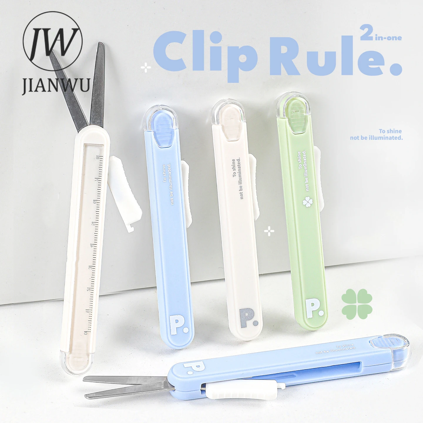 JIANWU Multifunzionale Due-in-one Forbici Righello Utilità Coltello Ufficiale Materiale Utensile da Taglio Creativo Studente Forniture di Cancelleria