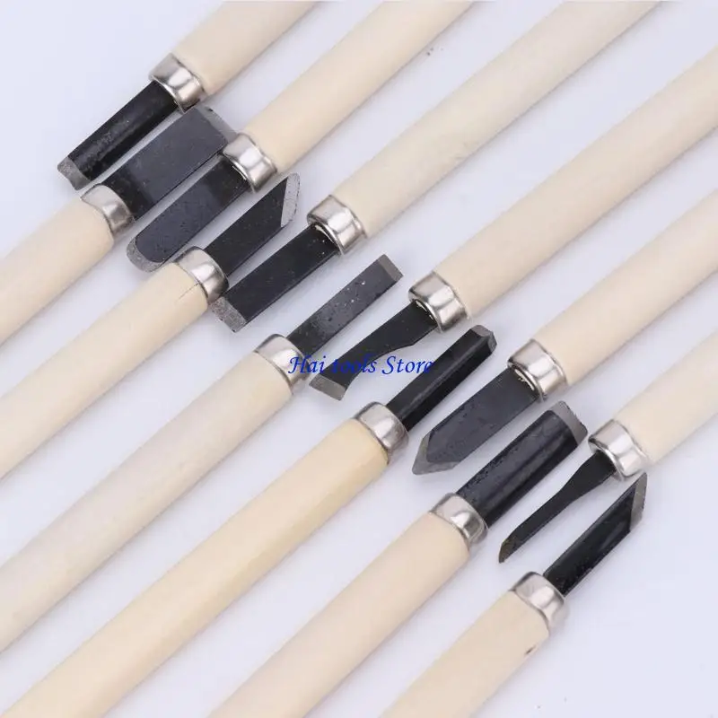 X37E 12pc Professional Carving Hand Knife Tool Set Woodworkers Gouges