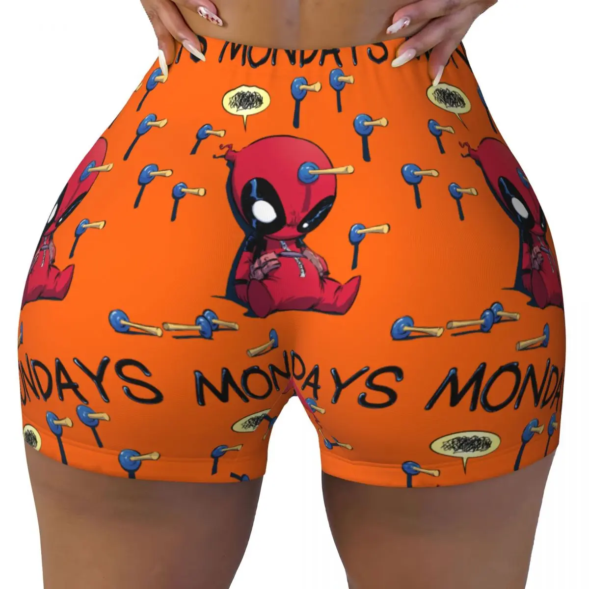 

Custom Deadpool I Hate Mondays Workout Shorts for Women Gym Volleyball Running Yoga Shorts