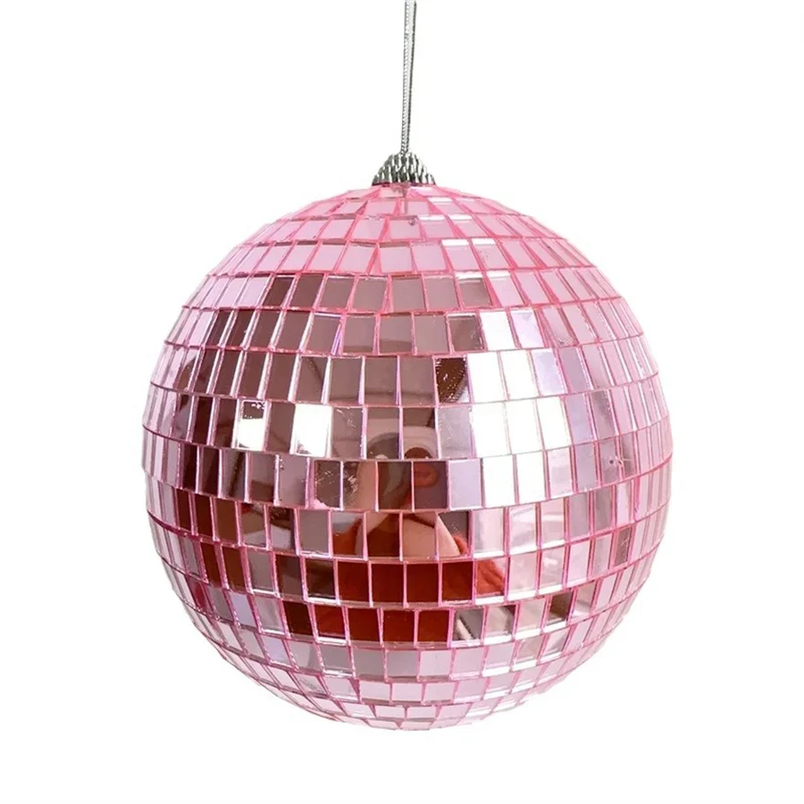 Pink Mirror Disco Ball 10/12/15/20CM Hanging Reflective Mirror Balls Stage Lighting for Party Wedding Indoor Decoration