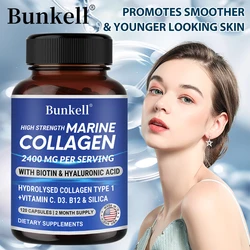 High Strength Marine Collagen 2400 Mg Per Serving with Biotin and Hyaluronic Acid To Promote Hair Growth