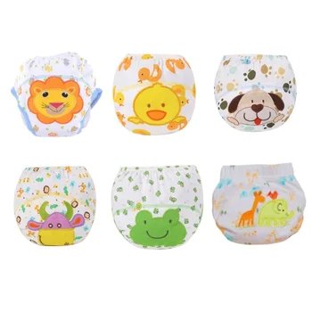 Couches imperméables pour bébés garçons, pantalons d'entraînement aux toilettes, dessins animés, réutilisées, trempées, 9-15kg, 6 pièces par lot