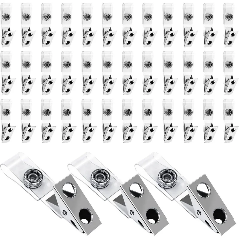 100Personal Heavy Duty Metal Badge Holder，BeltPVCStrap - Dual Slot ID Card，Rounded corners and edges，Security Lock Mechanism，Sui