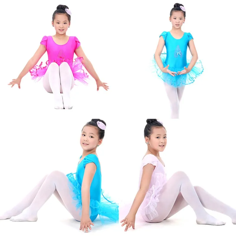 Summer Kids Girls Short Sleeved Ballet Dress Children Ballerina Tutu Girl Dance Leotard Costumes Professional Ballet Tutu Kids