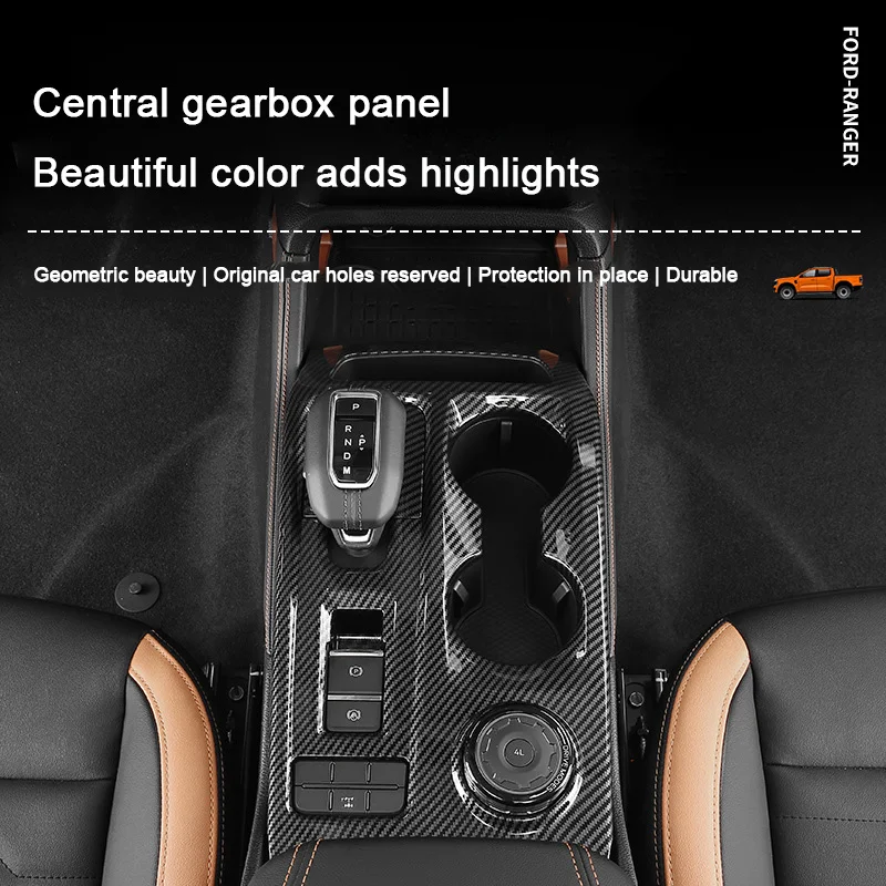 Carbon Fiber Interior Upgrade Overlay Covers For Ford Ranger Wildtrak T9 2023-2025 Rear Air outlet Center Gear Shift Panel