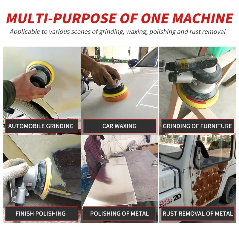 6inch Pneumatic Orbital Sander Air Polisher 150mm With Air Vacuuming Eccentric 5mm Grinding Polishing Waxing Machine