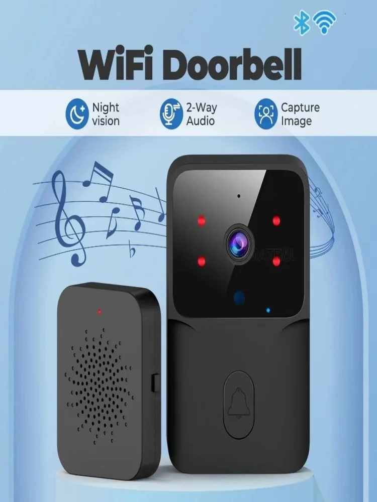 HD WiFi-videodeurbel Oplaadbaar nachtzicht met laag energieverbruik Slimme beveiligingsdeurbel 1-op-1 huisintercom - afbeelding 2