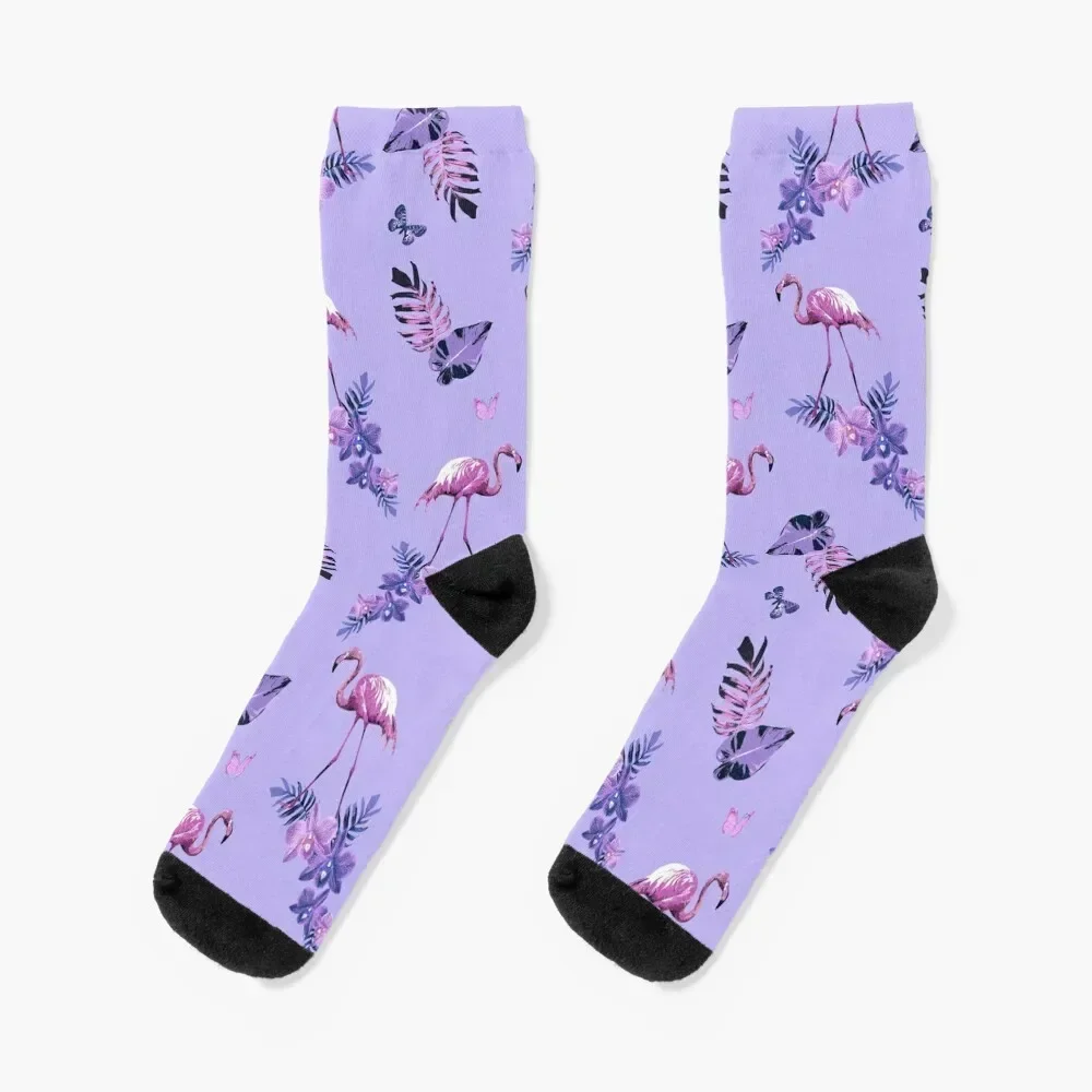 

Lavender Flamingo Toille Socks sheer with print happy Socks Men Women's