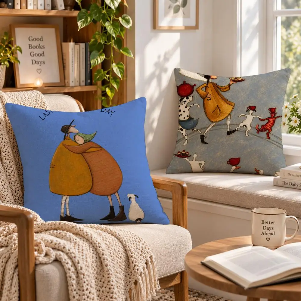 Artist British S-Sam Toft Cushion Cover Soft Short Cover Washable Sofa Bed Dorm Garden Home Office Chair Decor