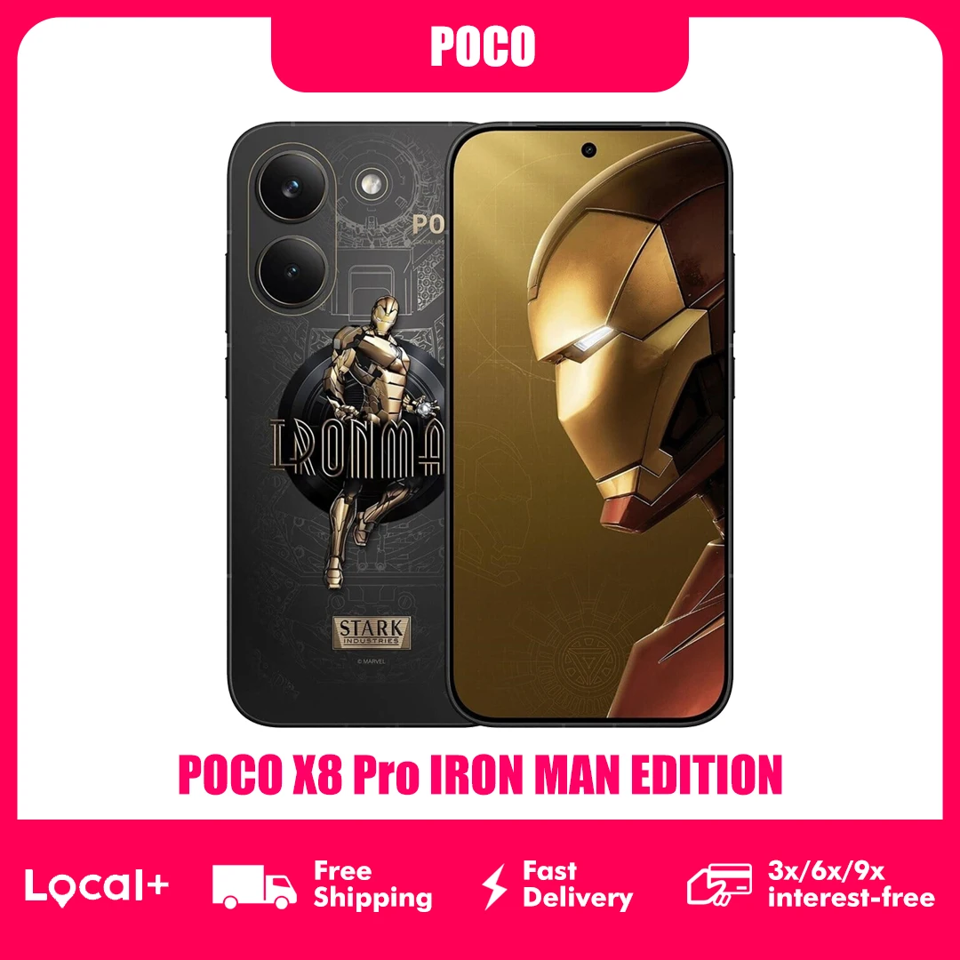 Smartphone POCO X8 Pro 5G édition Iron Man 12 Go 512 Go NFC, processeur Dimensity 8500-Ultra, batterie 6500 mAh, capteur Sony IMX882 50 MP