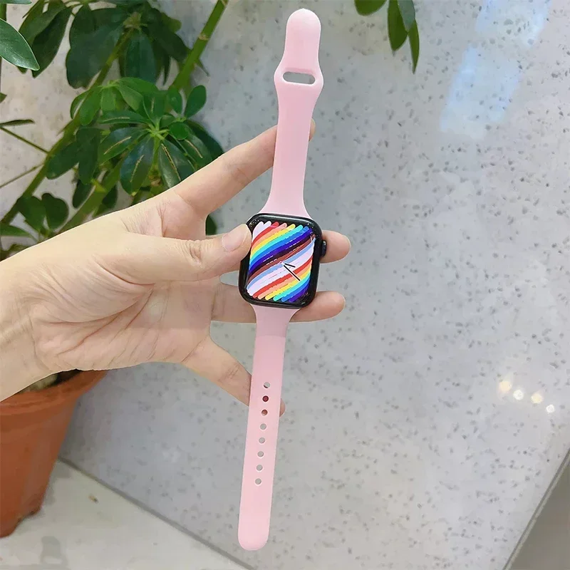 Strap for apple Watch Band 40mm 44mm 45 mm 41mm 38mm 42mm Sport Slim Silicone bracelet correa iWatch Series 8 Ultra 2 SE 7 6 3 9