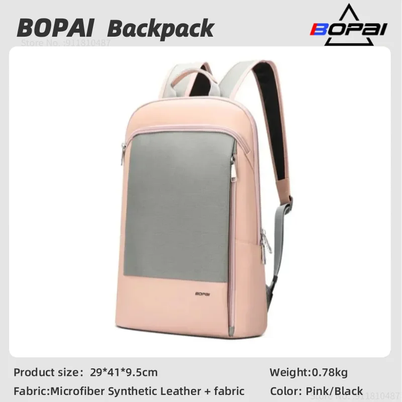 

BOPAI New Ultrathin Backpack Ladies Casual Fashion Backpack Female College Student Ultralight Schoolbag Business Laptop Backpack