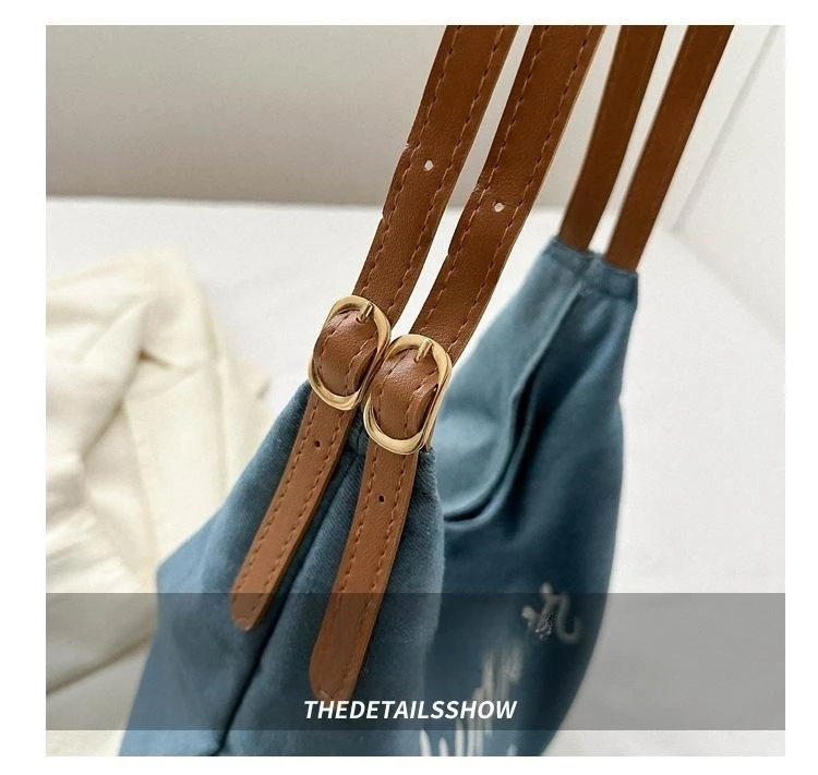New Denim Crossbody Bag For Women Vintage Shoulder Bags Fashion Korean Design Half Moon Bag Casual Female Underarm Handbags