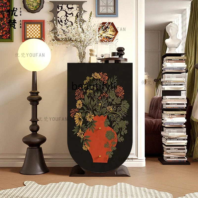 New arrive Wabi Sabi Chinese antique living room against the wall, bedroom storage cabinet, bedside drawer   creative entrance c
