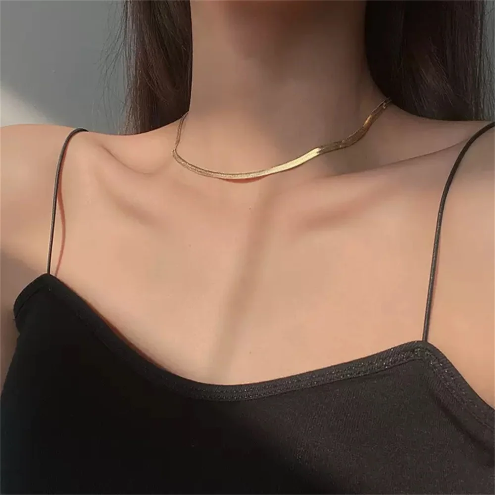 

Minimalism Temperament Snake Bone Chain Necklaces For Women Fashion Luxury Metal Necklace Woman Jewelry Accessories Gift