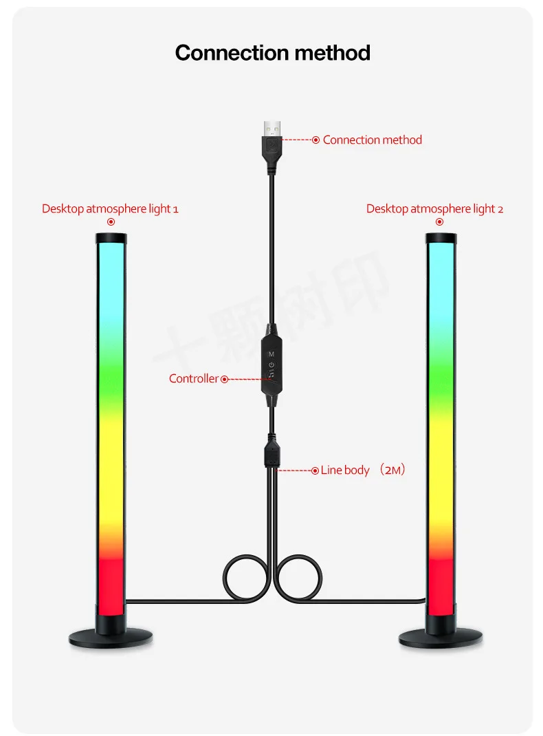2.4G Remote Control Desktop Atmosphere Light Gaming Music Pickup Light Computer TV Decoration Light Table Lamp Home Fantasy