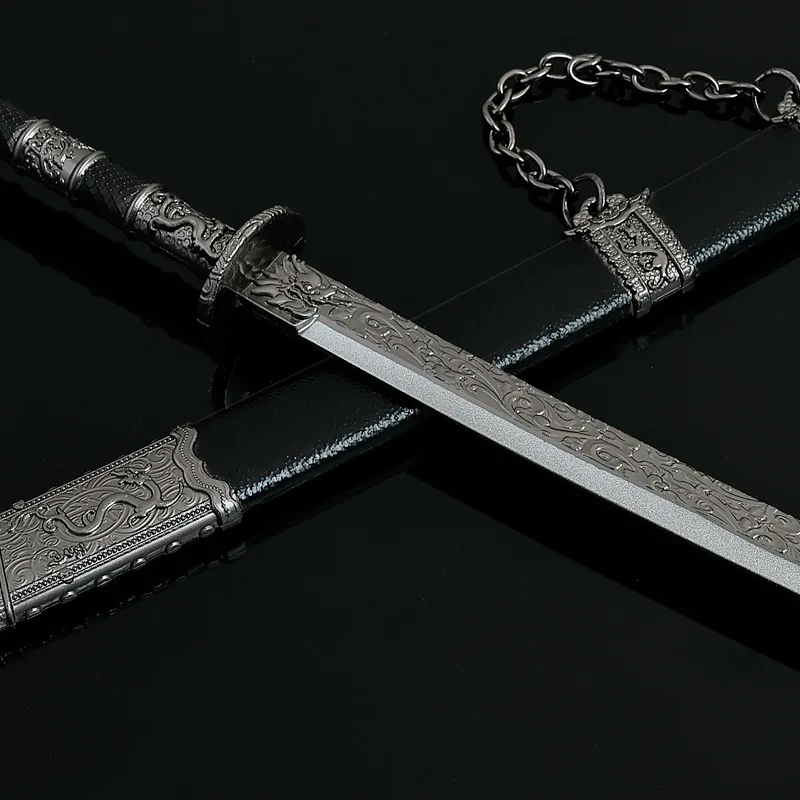 Samurai Schwert 28 cm/11,02 in Kalte Waffe Metall Katana Waffe Anime Peripheriegeräte Modell Zubehör Lustiges Geschenk Ornamente Outdoor Spielzeug