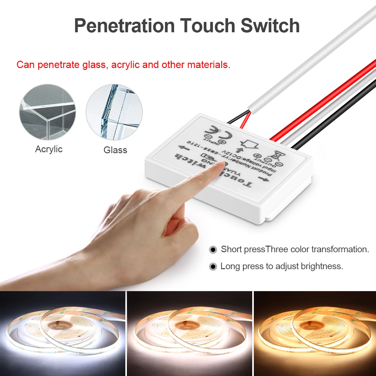 24V COB LED Light Strip Led Dressing Table Light CCT Touch Sensor Swtich Dimmable Wall Bathroom Makeup Mirror Lighting Decor