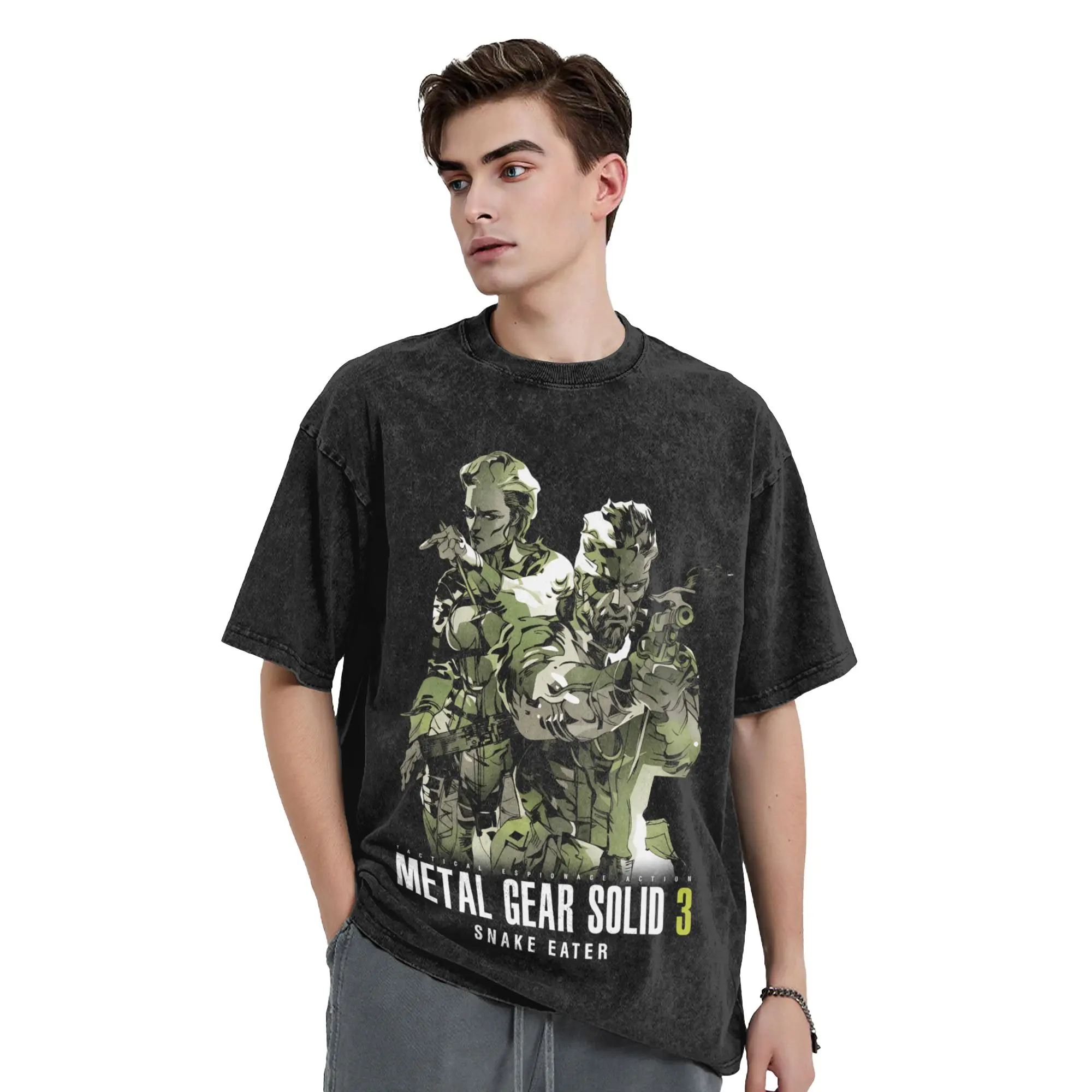 MGS3 ثعبان الألعاب تي شيرت الهيب هوب غسلها قصيرة الأكمام المعتاد تي شيرت ميتال جير الصلبة 3 الشارع الشهير الجرافيك المطبوعة بلايز تيز #2