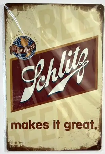Schlitz Beer Makes It Great Vintage Novelty Metal Sign ;
