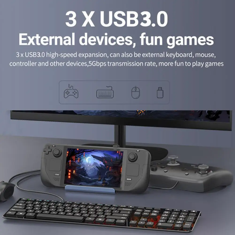 Docking Station Met Meerdere Poorten High-Performance 6-In-1 Docking Station Voor Stoomdek Rog Ally Type-C 4K 60Hz