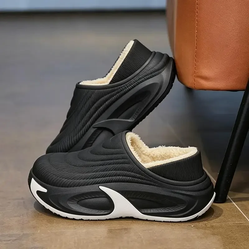 Herren Winter 2026 Warme Plüsch-EVA-Hausschuhe Wasserdichte Weichsohlen-Plateauschuhe Rutschfeste Baumwollschuhe für Zuhause und Outdoor – Detail 4