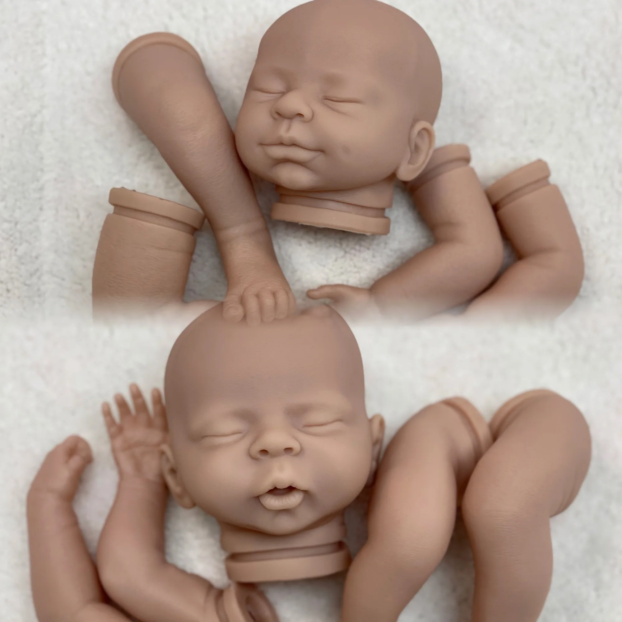 2 Styles/18-20Inch Unassembled Unpainted Reborn Doll Kits with Wrinkle Skin DIY Kits Lifelike Cute Bebe Reborn Dolls