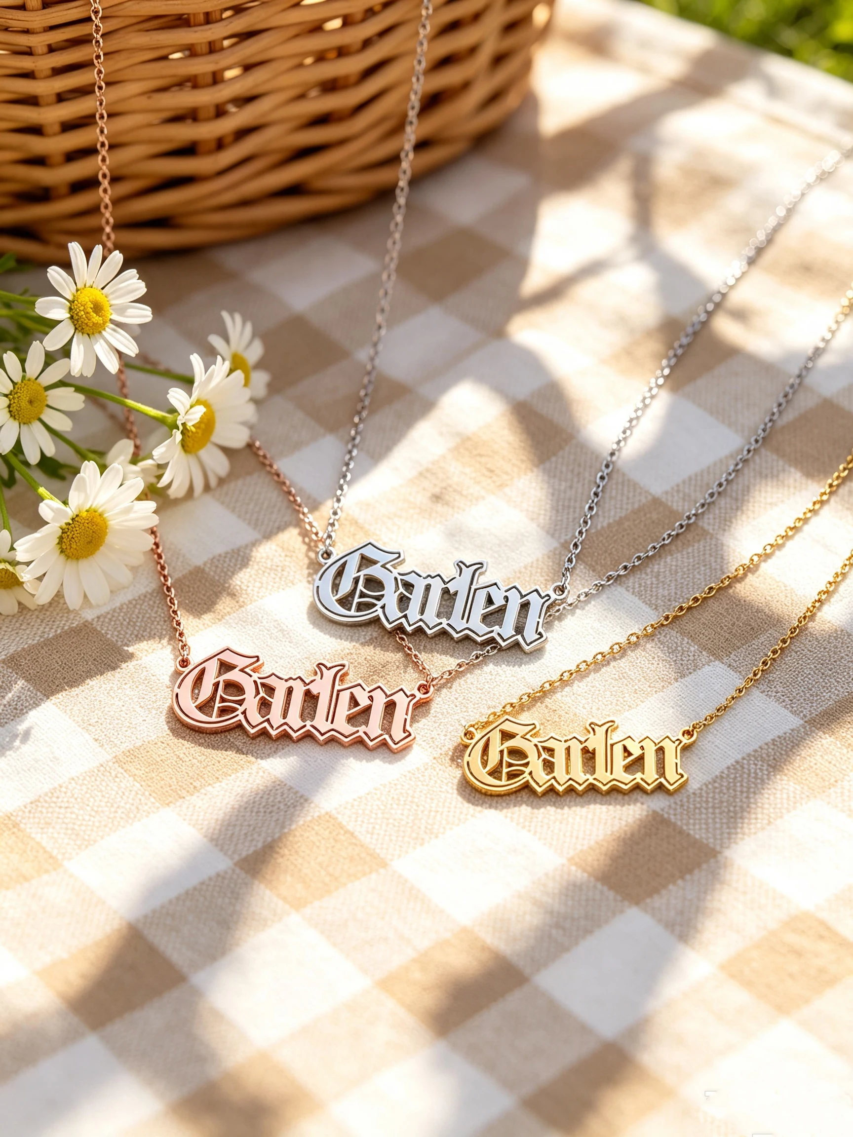 Custom Gothic Name Necklace Personalized Nameplate Choker Bespoke Old English Letter Necklaces For Women Stainless Steel Jewelry
