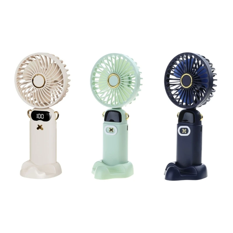 Handheld Fan Digital Display Quiet Fan Rechargeable Pocket Fan 5 Speed Fan